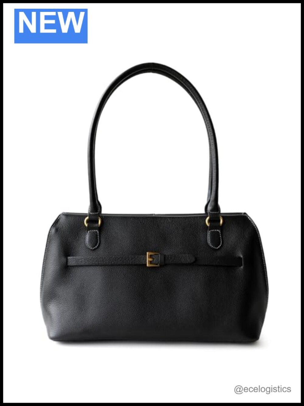 Genuine Leather Shoulder Bag, Buckle Swing Tote, Spacious Work Handbag